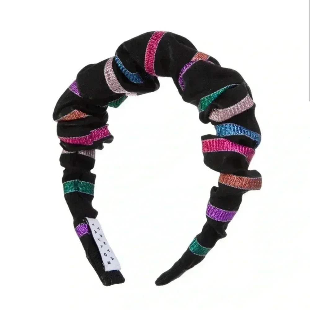 NWT Tanya Taylor headband stripe black multi